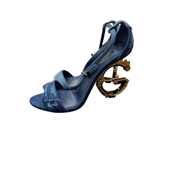 Dolce & Gabbana 105mm DG Heel Patchwork Denim Sandals – Size 39 EU - Picture 6 of 12